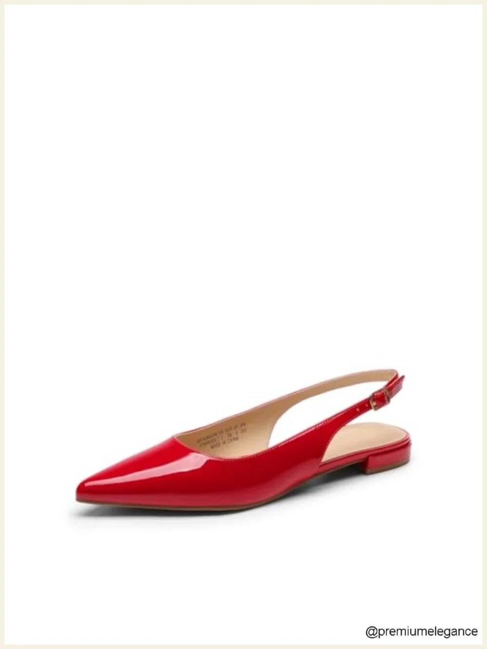 Adjustable Slingback Pointed Toe Ballet Flats with Buckle Strap, Dress Flats